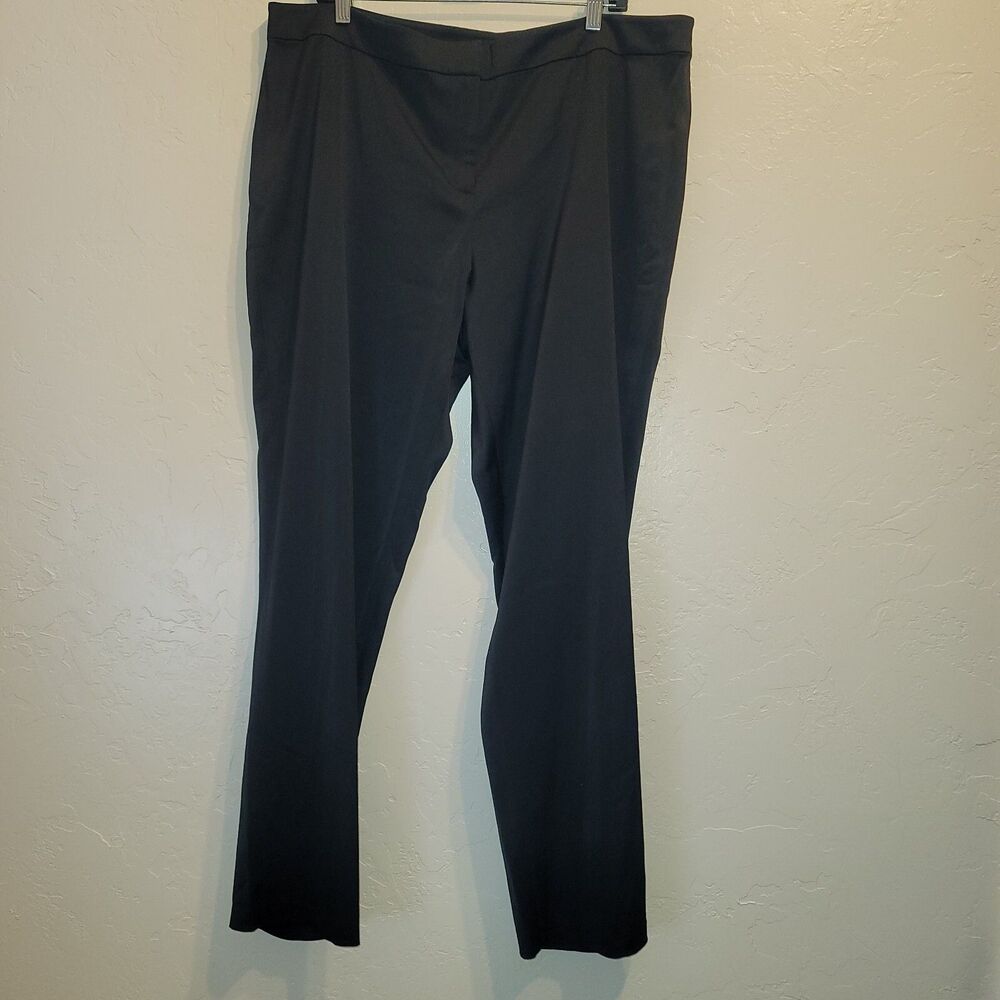 Eileen Fisher Womens Sz XL Black Sateen Dress Pants Career Pull On Minimalist